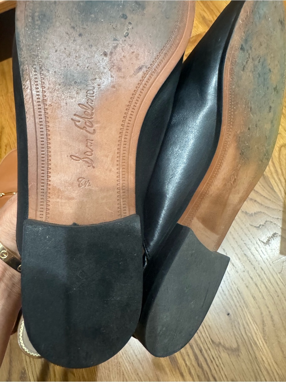 Sam Edelman Leather Backless Bit Mules — Tan and Black - Picture 3 of 3